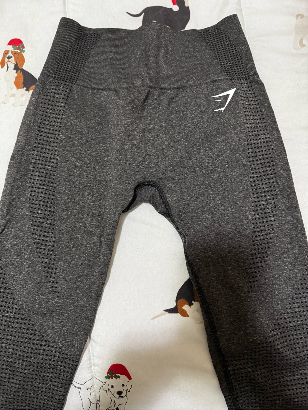 Gymshark Charcoal Seamless Leggings with Perforated Side Panels